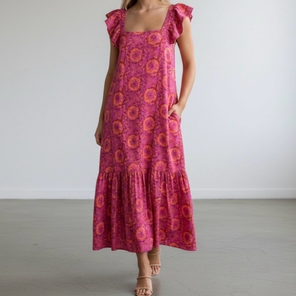 House of Harlow 1960 Pink & Orange Floral Maxi Dress